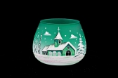 GLASS FOR CANDLE CHRISTMAS - GREEN COLOR