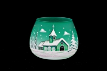 GLASS FOR CANDLE CHRISTMAS - GREEN COLOR