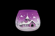 GLASS FOR CANDLE CHRISTMAS - VIOLET COLOR