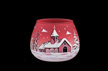 GLASS FOR CANDLE CHRISTMAS - RED COLOR