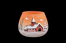 GLASS FOR CANDLE CHRISTMAS - ORANGE COLOR