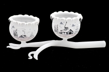 GLASS TWIG 2 BOWLS - WHITE COLOR