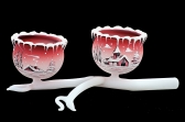 GLASS TWIG 2 BOWLS - RED COLOR