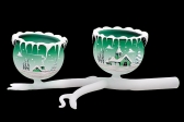 GLASS TWIG 2 BOWLS - GREEN COLOR