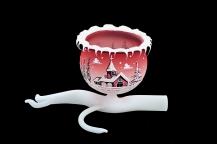 GLASS TWIG 1 BOWL - RED COLOR