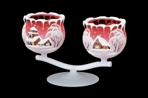 DOUBLE BOWL FOR CANDLES LOW - RED COLOR