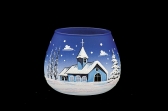GLASS FOR CANDLE CHRISTMAS - BLUE COLOR