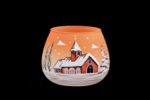 SKLENIČKA NA SVÍČKU VÁNOČNÍ - ORANŽOVÁ BARVA